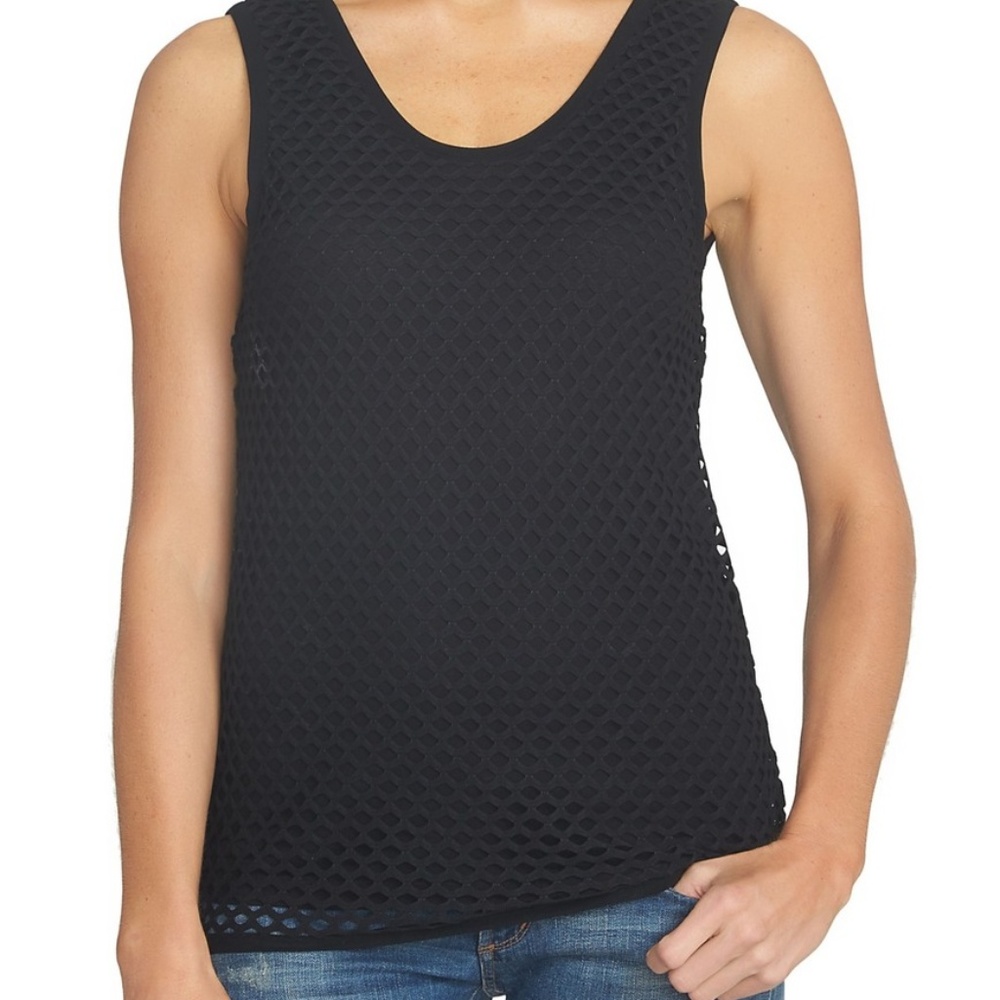 1. State black mesh overlay sporty top